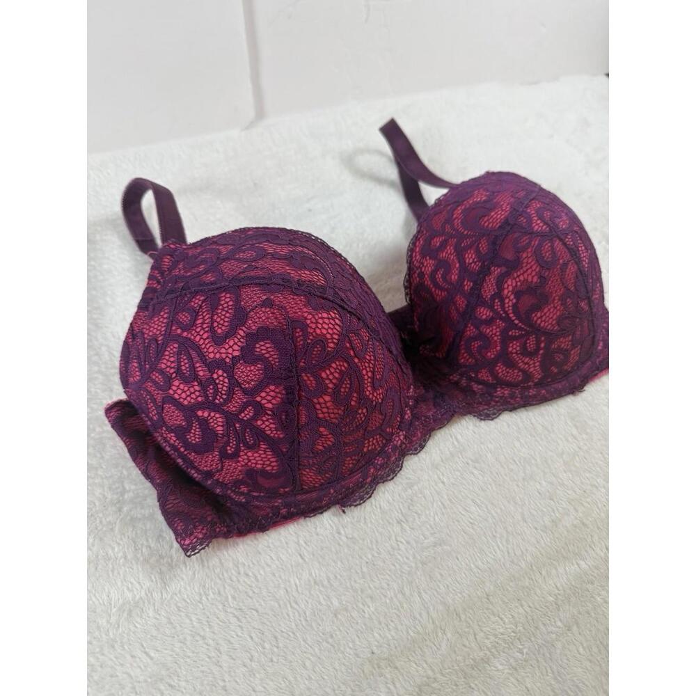 Adore Me 36D Bra Purple Lace Over Pink Nursing Underwire Back Closure